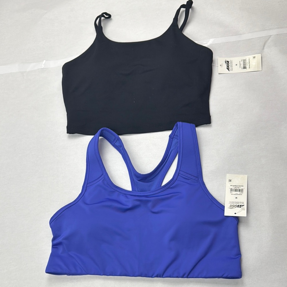 Set of Black and Blue AVIA’s Sports Bras with Racerback Design